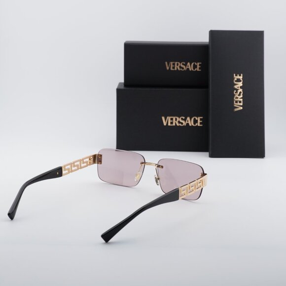 Versace VE2298 10021T Rectangle Sunglasses – Gold/Pink main image 9